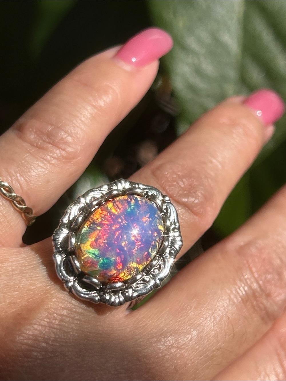 Vintage Dragon’s Breath Silver Adjustable Ring
